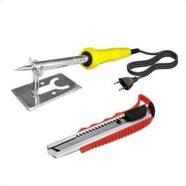 Imagem de Ferro de Solda 40W 220V Profissional com Estilete 18mm para Corte Kit 
