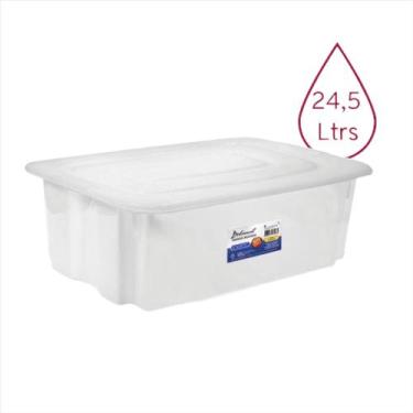 Imagem de Caixa Plástica Frigorífica Branca com Tampa - 24,5 Litros Câmara Fria 