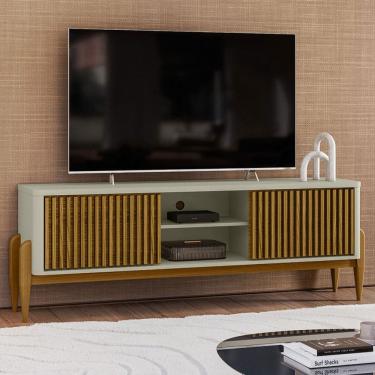 Imagem de Rack para TV Até 55 Polegadas Di Luna 2 Portas 1 Prateleira Off White/Cedro - Pnr Móveis