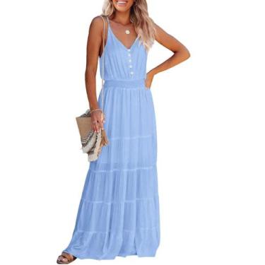 Imagem de Vestido Maxi de Verano PRETTYGARDEN Feminino Sem Mangas com Alças Fina