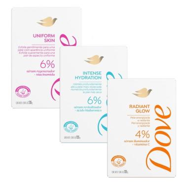 Imagem de Kit Dove Sabonete Corporal: Uniform Skin, Intense Hydration e Radiant Glow 135g