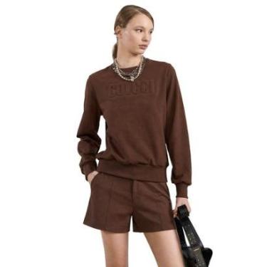 Imagem de Moletom Colcci Reto Com Logo Em Relevo Marrom Beaten Brown Feminino-Feminino