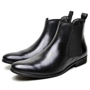 Imagem de Bota Masculina Chelsea Casual Couro 42 Botina Masculina Cano Curto Pre