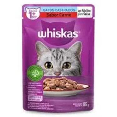 Imagem de Ração Úmida Whiskas Sachê Carne para Gatos Castrados 85g