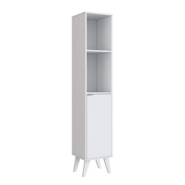 Imagem de Armário Multiuso Para Banheiro Com 1 Porta 4 Prateleira Branco - Emove