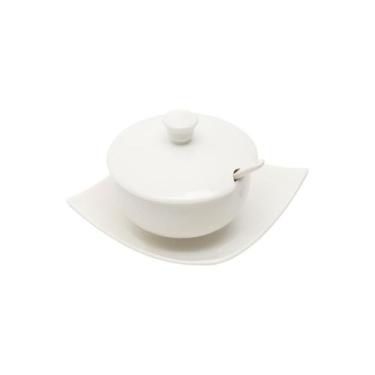 Imagem de Açucareiro com prato e colher em porcelana - WOLFF, 120gr