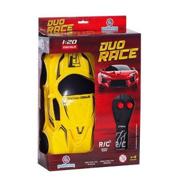 Imagem de Carrinho de Controle Remoto Duo Race Escala 1:20 - Polibrinq, Amarelo