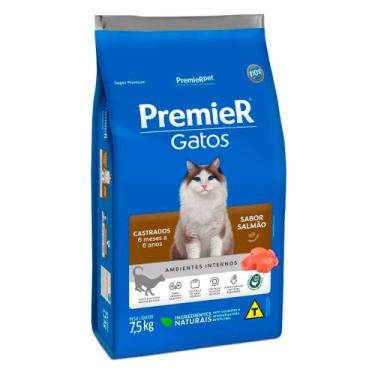 Imagem de Ração Premier Gatos Castrados de 6 meses a 6 anos Sabor Salmão 7,5 kg