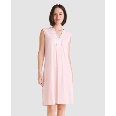 Imagem de Camisola Feminina Canelada com Entredós Rosa Lohe, Rosa, M