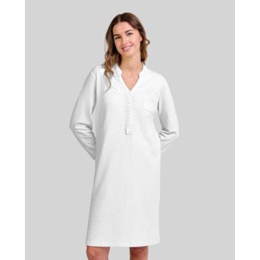 Imagem de Camisola Feminina Cetim Manga Longa Marfim Lohe, Marfim, G
