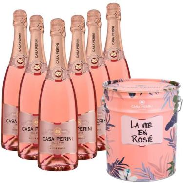 Imagem de Balde Espumante Brut Rose Charmat Casa Perini 750ml Com 7un