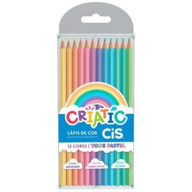 Imagem de Lápis de Cor CiS Criatic 12 Cores Tons Pastel Sextavado