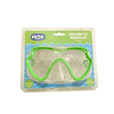 Imagem de Máscara de Mergulho Infantil Junior com Lentes em Policarbonato e Bordas em Silicone Verde Mor