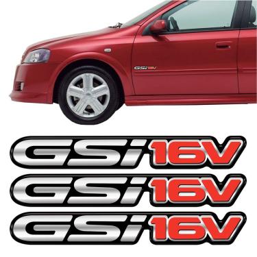 Imagem de Kit Adesivo Decorativo Astra GSI 16V Vinil Brilho Resinado 3D com 3 Unidades Teu Adesivo