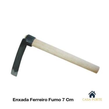 Imagem de Enxada Ferreiro 7cm para Fumo com Cabo de Eucalipto em Aço Forjado Fundição Petrópolis