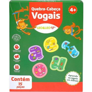 Imagem de Brinquedo Pedagógico Vogais com 15 Peças para Alfabetização e Desenvolvimento Infantil Leonora