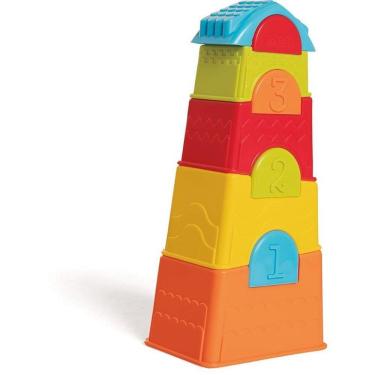 Imagem de Brinquedo Educativo Torre Maluca 10 Peças Empilháveis com Números em Relevo