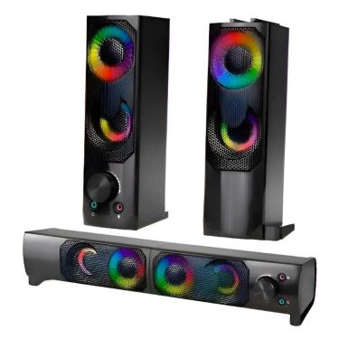 Imagem de Caixa de Som Multimídia Knup Brasil KP-6040 12W RMS 2.0 USB P2 LED RGB Preto
