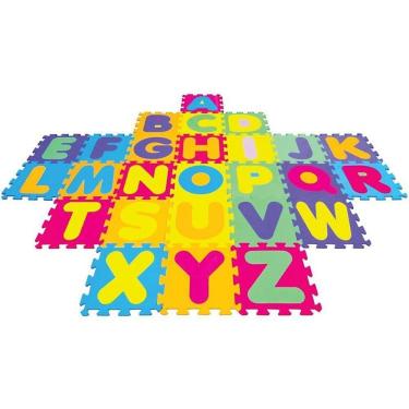 Imagem de Brinquedo Pedagógico EVA Alfabeto 26 Peças 28x28cm 5mm Atóxico Lavável Colorido Evamax
