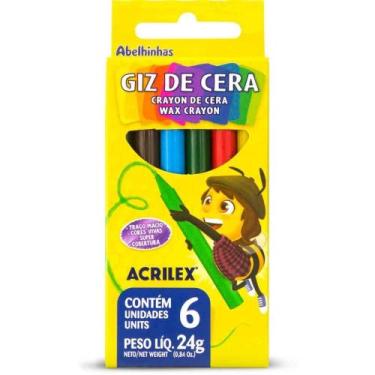 Imagem de Giz de Cera Fino 6 Cores - Caixa com 12 Unidades - Acrilex