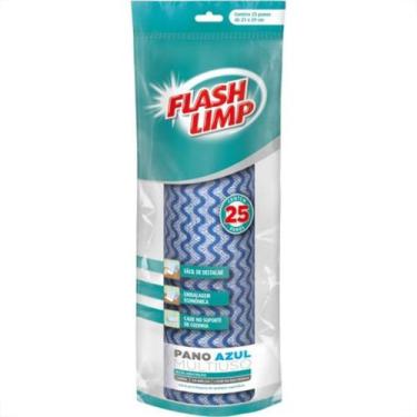 Imagem de Pano Limpeza Flashlimp Mult Azul Rolo Com 25Pecas Flp4571