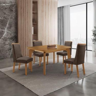 Imagem de Mesa de Jantar Liz Carolina 120cm Tampo MDF Laminado Canto Copo com 4 