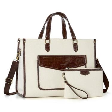 Imagem de Sacola Missnine Canvas para mulheres com compartimento para laptop
