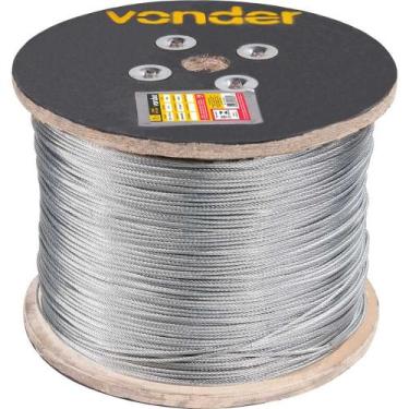 Imagem de Cabo De Aço Galvanizado Vonder Alma De Fibra 2,38 Mm 3/32 6 X 7 Cargas
