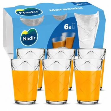 Imagem de Jogo 6 Copos Nadir Maracatu 265ml Multiuso Vidro Suco Água - Elgin