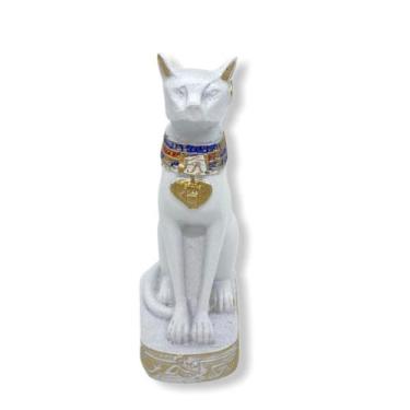 Imagem de Escultura Bastet Branca 9 cm em Resina - Lua Mística - 100% Original -