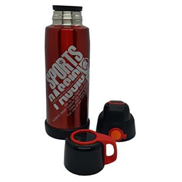 Imagem de Garrafa Térmica Esportiva De Aço Inox Com 2 Tampas - 600ml
