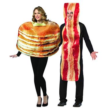 Imagem de Rasta Imposta Fantasia de café da manhã de Halloween para casais com fatia de panquecas e bacon tamanho único adulto