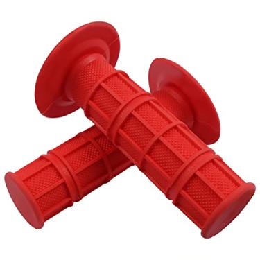 Imagem de Worldmotop Punhos de guidão de motocicleta antiderrapante de borracha macia guidão com 7/20.3 cm 22 mm 24 mm substituição para todas as bicicletas off-road ATV Dirt Bike, alças de bicicleta (vermelho)