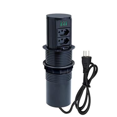 Imagem de Torre De Tomada Totem Slim Manual 2 Tomadas 20A 3 USB 5.2A COR:PRETO