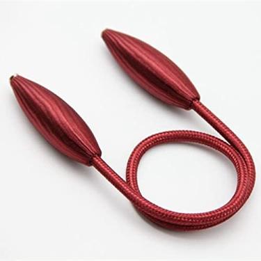 Imagem de Cortinas fortes com acessórios de haste de cortina de defletor de cortina de corda de liga de pelúcia, T0055, vermelho jujuba