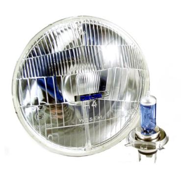 Imagem de Delta Luzes (01-1139-50X) Kit de farol redondo de 14,6 cm com Xenon H4 substituível 55/60 Watt e lente clássica Hi/Lo Beam (par)