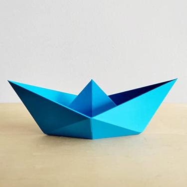 Imagem de Estatueta Barquinho Origami G - 20cm comp. - Toque 3D Cor:Azul Claro