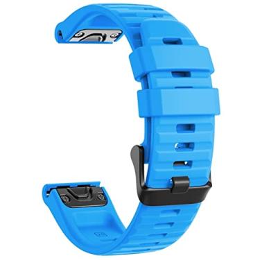 Imagem de GANYUU 20 22 26mm Sport Silicone Watchband Pulseira para Garmin Fenix 7 7X 7S 6X 6 6S Pro 5X 5 5S Plus 3 3HR Fita de liberação rápida fácil (Cor: Azul céu, Tamanho: Fenix 7S)