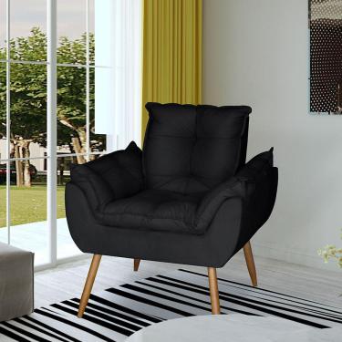 Imagem de Poltrona Opala Decorativa Suede Preto Dal Poz Estofados