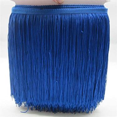 Imagem de 10 metros/lote 20 cm de largura guarnição de franja de renda borla aparamento de franja para diy vestido latino acessórios de roupas de palco fita de renda, azul royal, 5 metros