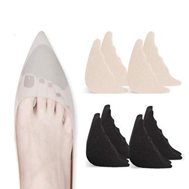 Imagem de Inserções de enchimento de dedo do pé plugue de dedo ajustável reutilizável para sapatos muito grandes para mulheres e homens, sapatos rasos, tênis unissex, Preto + Bege, 4 Count (Pack of 1)