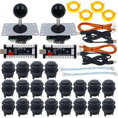 Imagem de SJ@JX Kit de fliperama de fliperama para 2 jogadores, Arcade, fosco fosco, botões gêmeos, codificador USB, controle de 4 e 8 vias Arcade Fighting Joystick para PC MAME Respberry Pi Retropie