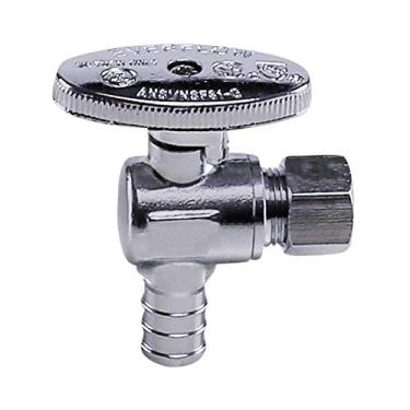 Imagem de MIDLINE VALVE Válvula de parada de fonte de água 81512QS-OM com roda de um quarto de volta; sem chumbo; desligamento angular para vaso sanitário, pia, máquina de lavar louça; 1,27 cm PEX x 9,5 mm O.D. COMP; latão cromado