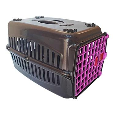 Imagem de IKIMI Caixa de Transporte para Cães/Gatos Nº1 Preta com Porta Rosa