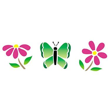 Imagem de Stencil de Acetato para Pintura OPA 10 x 30 cm - 431 Borboletas e Flores