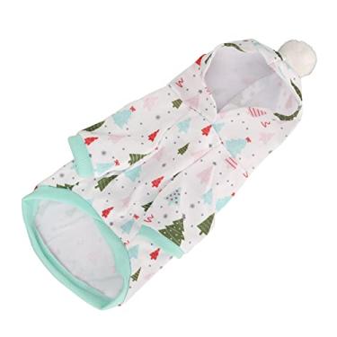 Imagem de Moletom Branco Verde Com Estampa de árvore de Natal Sem Odor Fácil de Usar Suéter Elástico de Inverno para Cães para Gatos (L)