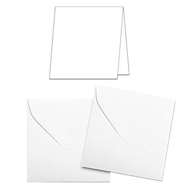 Imagem de Conjunto de envelope e e cartão dobrado branco premium de 7,6 cm x 7,6 cm – Pacote com 50 – Cartas em branco e envelopes brancos – Ótimo para cartões florais, cartões pequenos de agradecimento, cartões pequenos e muito mais!