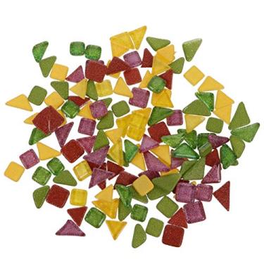 Imagem de Hemoton Mosaico Glitter Enchimentos De Vasos De Pedras Preciosas Azulejos De Arte Em Mosaico Brilhante Decorações De Artesanato Mosaico De Cristais Caídos Vaso Quadrado Manual Vidro Tabela