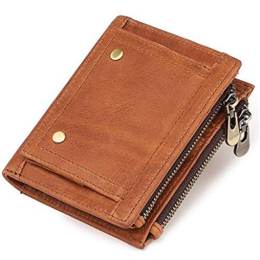 Imagem de EVERY- Carteira masculina de couro para negócios, bolso com compartimento para cartão de crédito, bolsa dobrável, Caqui, shown
