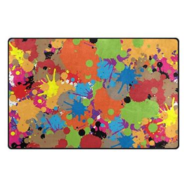 Imagem de ColourLife Tapetes leves e macios, design listrado abstrato, tapete para crianças, sala de jogos, piso de madeira, sala de estar, 152 x 99 cm (1,5 x 1,6 cm) tapetes para berçário